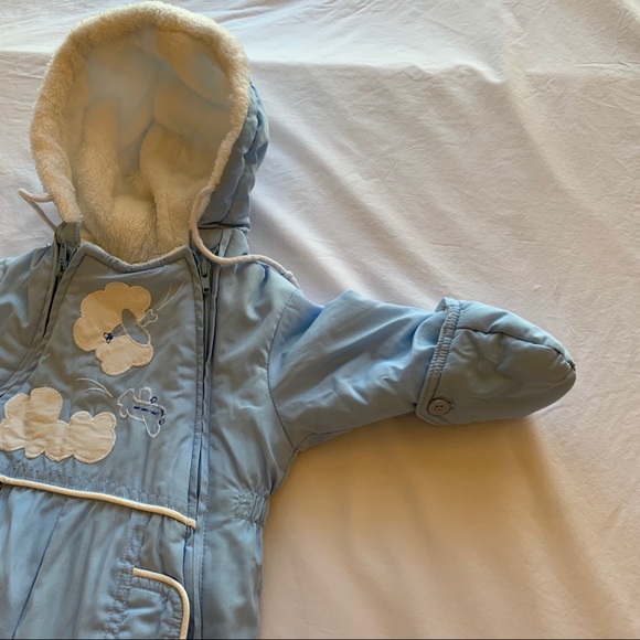 Rare Rothschild Vintage Snowsuit, hand covers, baby blue retro airplane puffer - Picture 14 of 16